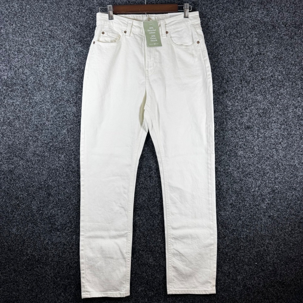 HM Conscious Choice‎ White High Waisted Straight Leg Jeans Womens Size 8 New